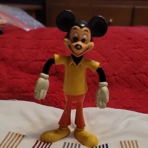 Vintage Bendy Mickey Mouse Lanky Plastic Toy Figure Made in Korea
